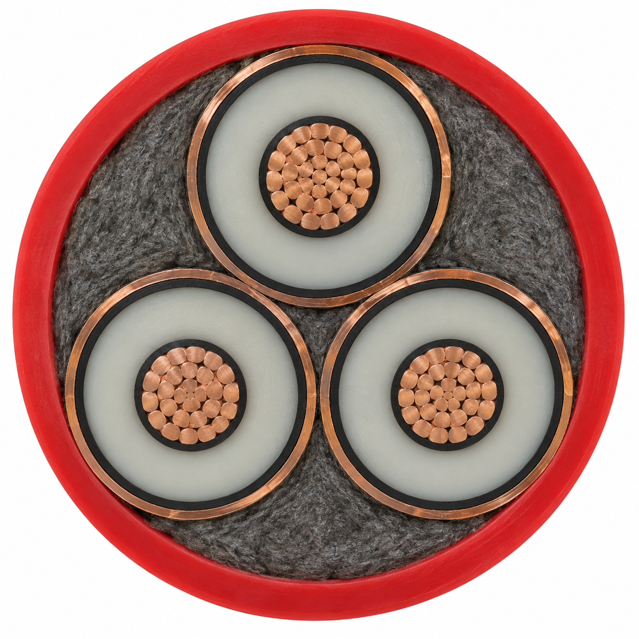 RG7H1OR three-core HEPR cable construction cross-section showing cores and layers