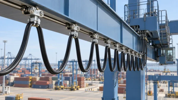(N)GRDGCGOEU-J Festoon Cable Application (N)GRDGCGOEU-J screened festoon cable used on a gantry crane cable-trolley system