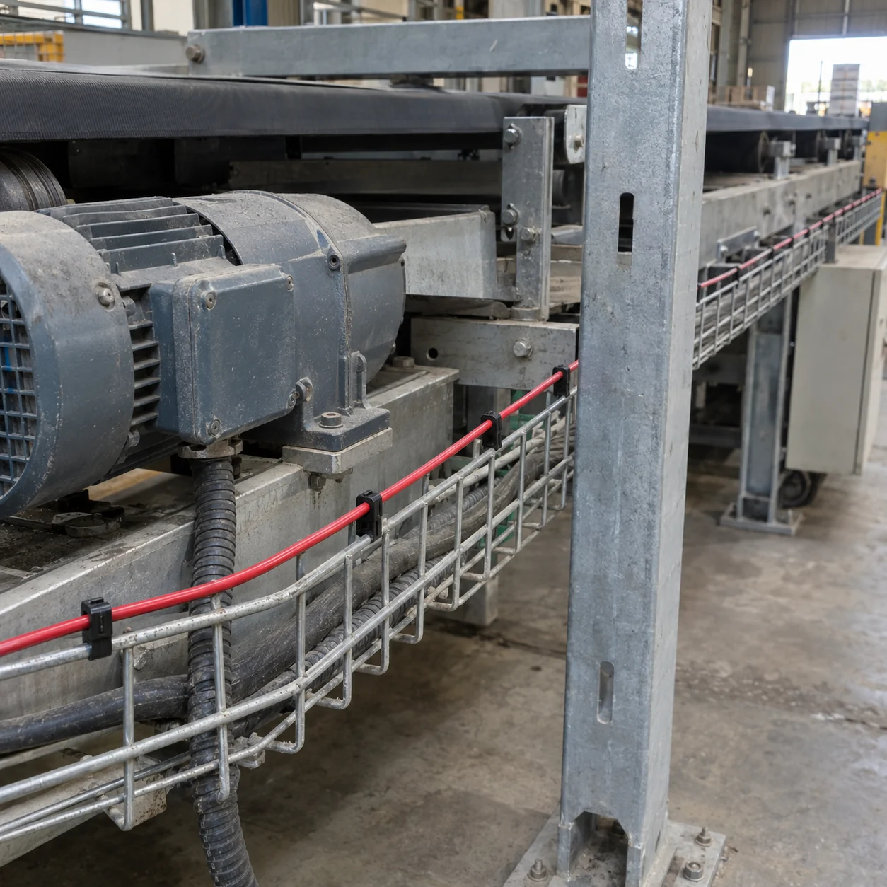 Illustrative linear heat detection cable installation in an industrial setting