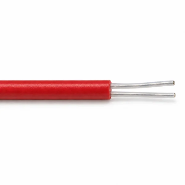 Illustrative system-sensor-ss-ld-ss-ldn-linear-heat-detection-cable-alternative featured reference Illustrative red SS-LD-style heat detection cable with two separately insulated sensing cores