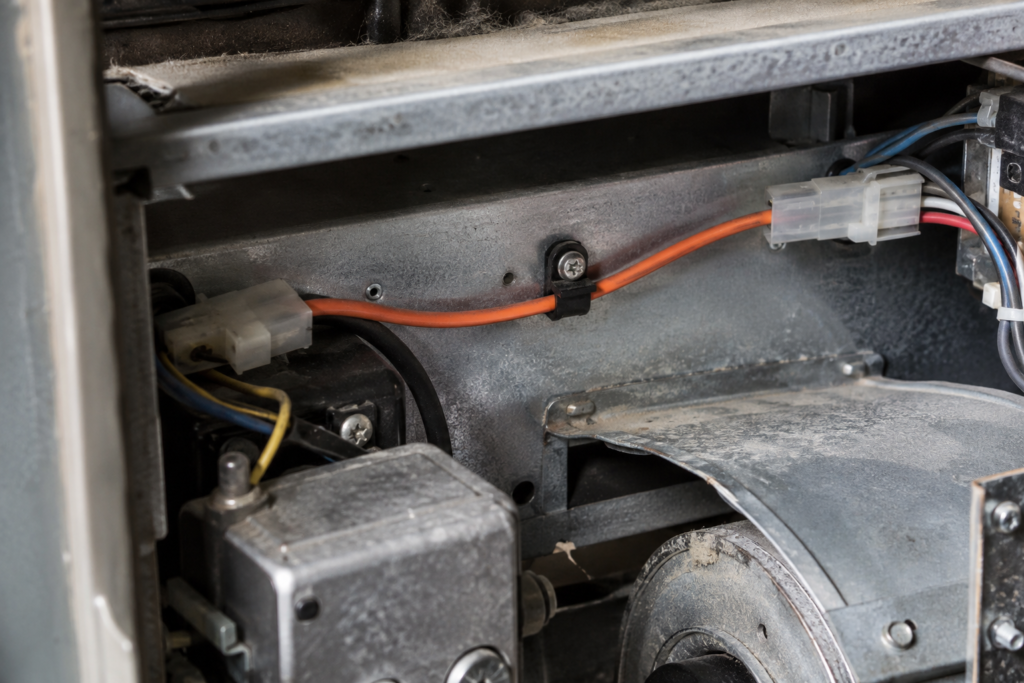 Illustrative UL 3123 insulated lead routed inside industrial equipment