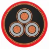 Кабель двигателя среднего напряжения для частотного привода — 3GSEGCH / 3GSEGCY — поперечное сечение Круглое сечение кабеля 3GSEGCH с тремя экранированными жилами с EPR-изоляцией в треугольнике, чёрным внутренним покрытием и общим медным проволочным экраном
