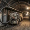 MYPTJ Monitored Medium-Voltage Mining Trailing Cable (3.6/6–8.7/10 kV) — scene Underground coal mine substation gallery with a medium-voltage MYPTJ monitored trailing cable feeding a rail-mounted flameproof mobile transformer