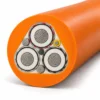 (N)TMCGEH3S orange TPU mining cable product illustration (N)TMCGEH3S mining cable render with orange TPU sheath and a screened six-conductor cable end