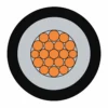 Медный силовой кабель NYY с изоляцией PVC 0.6/1 kV — поперечное сечение Поперечное сечение одножильного провода NYY: медная жила, изоляция PVC и черная оболочка PVC