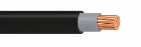 Медный силовой кабель NYY с изоляцией PVC 0.6/1 kV — основное изображение NYY одножильный медный силовой кабель PVC с черной оболочкой и серой изоляцией