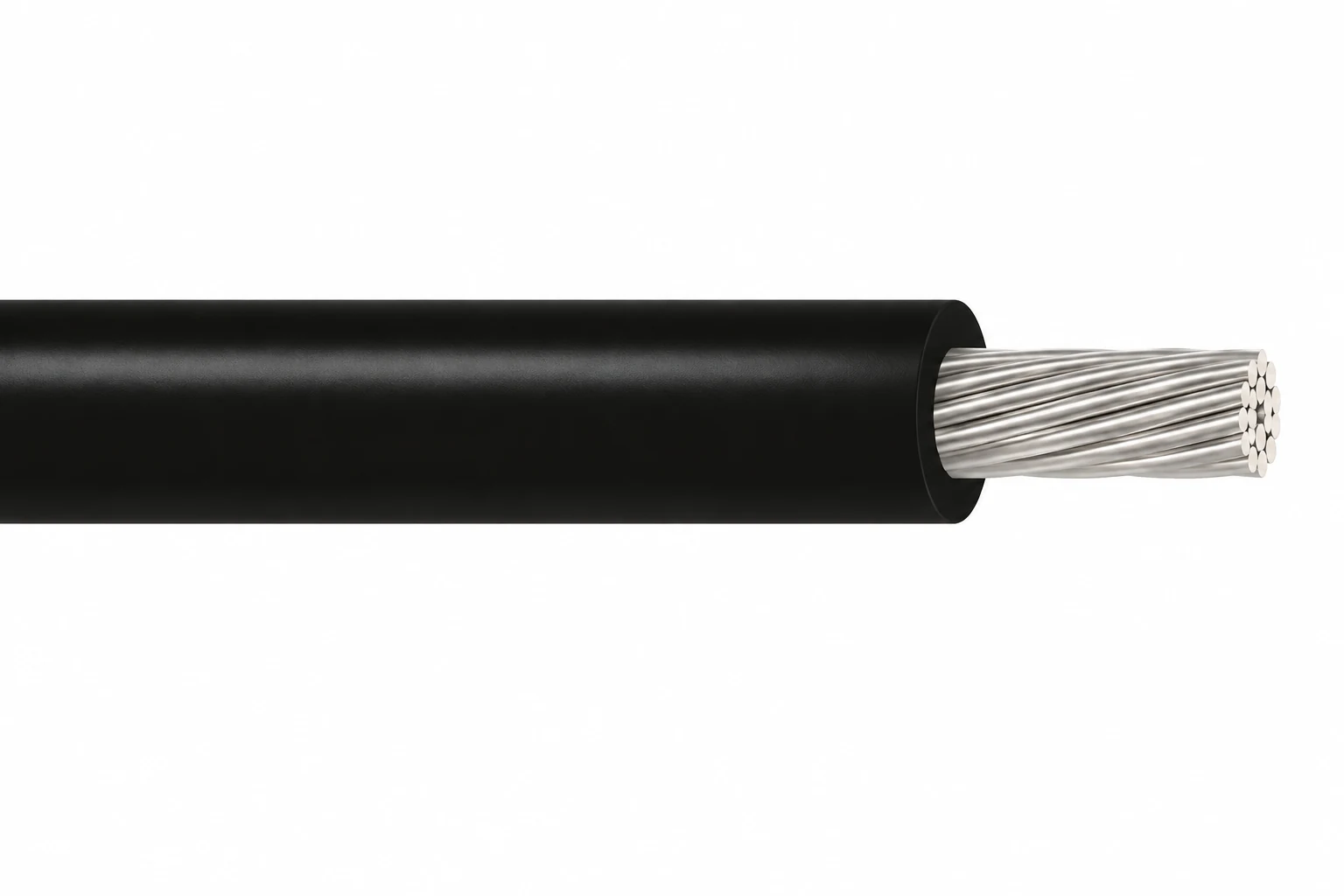 PFA high voltage wire — main PFA high voltage wire with insulation stripped back to show its stranded conductor and pfa insulation