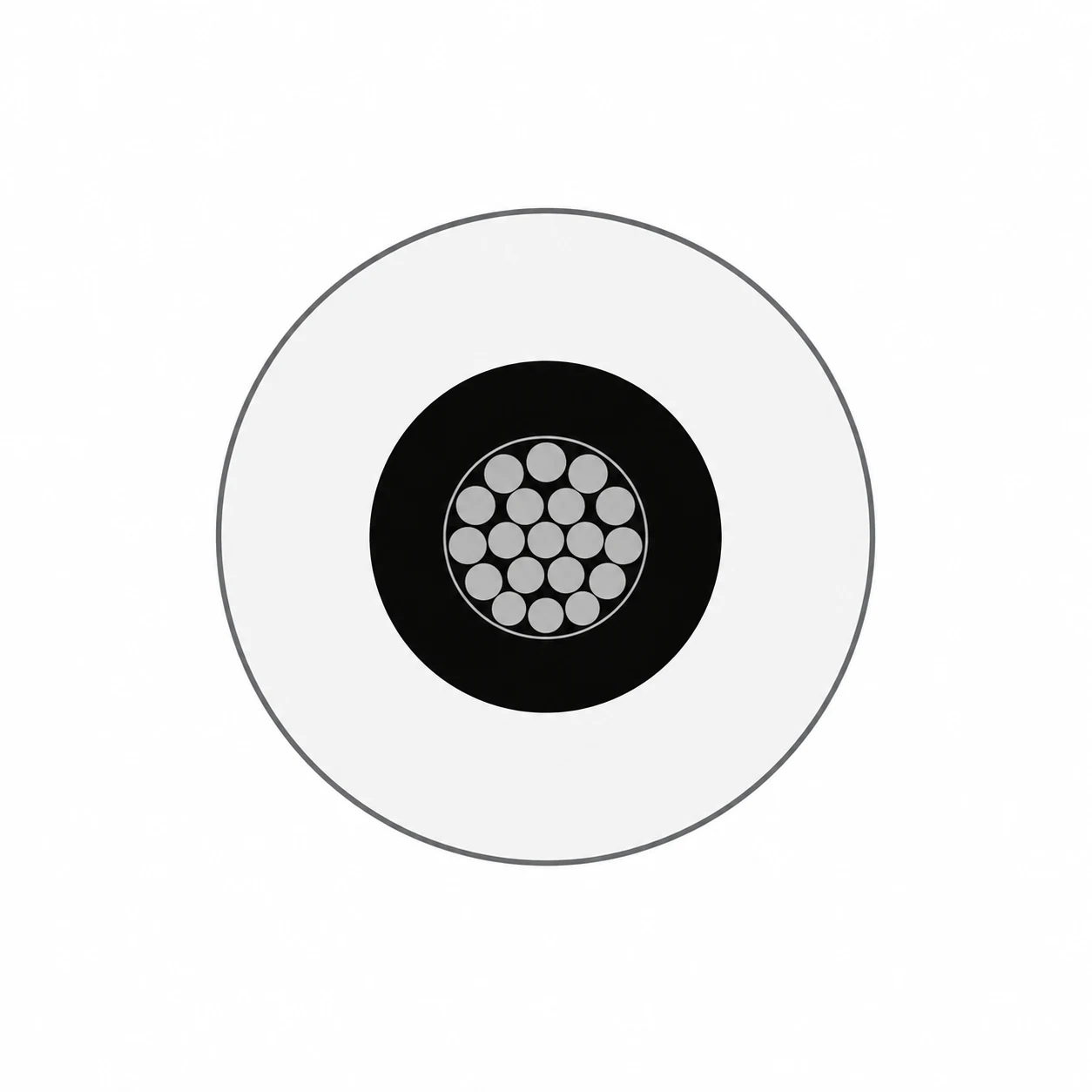 Semiconductive layer silicone high voltage wire — construction Semiconductive layer silicone high voltage wire cross-section showing stranded conductor, black semiconductive layer and silicone insulation