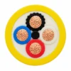 Secção YnOGY de quatro condutores com três de potência coloridos, um de proteção preto corrugado, enchimento central e bainha PVC amarela